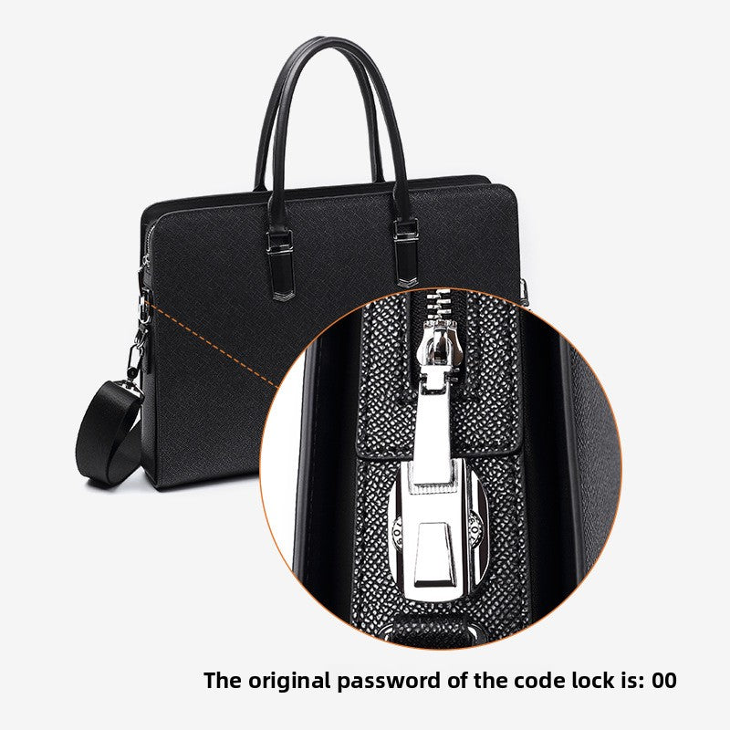 Leather large-capacity briefcase