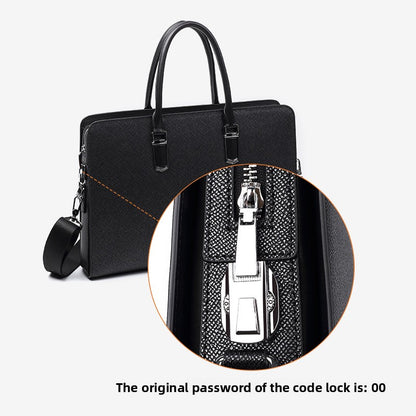 Leather large-capacity briefcase