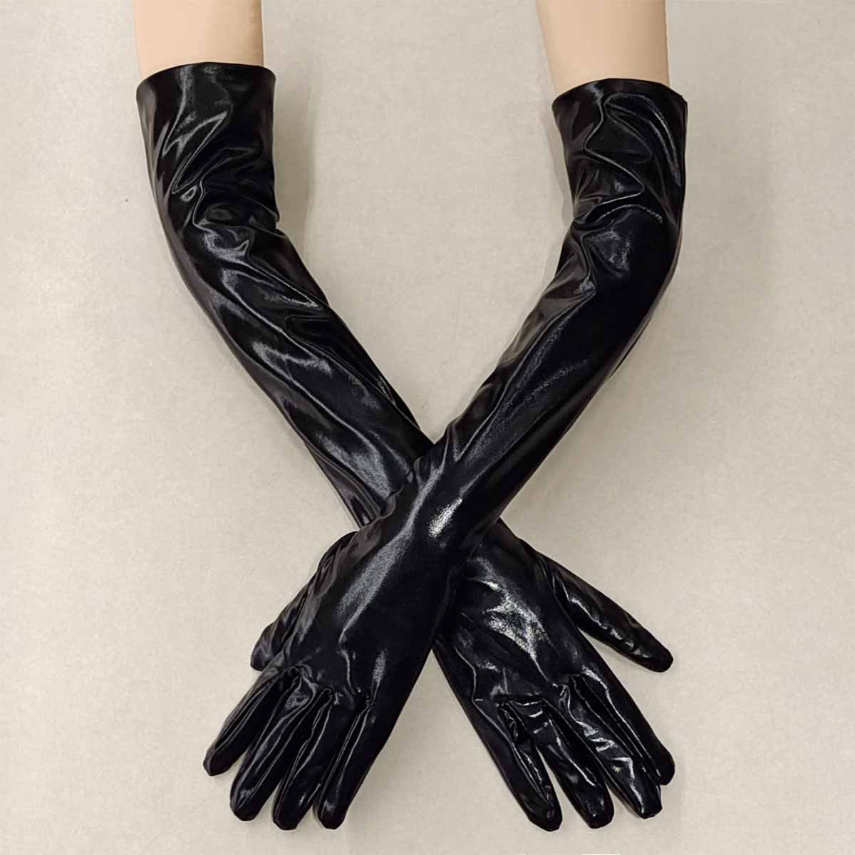 Leather long gloves