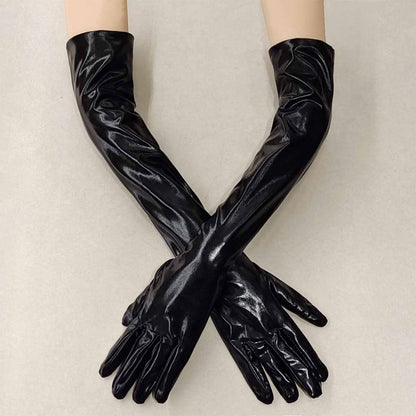 Leather long gloves