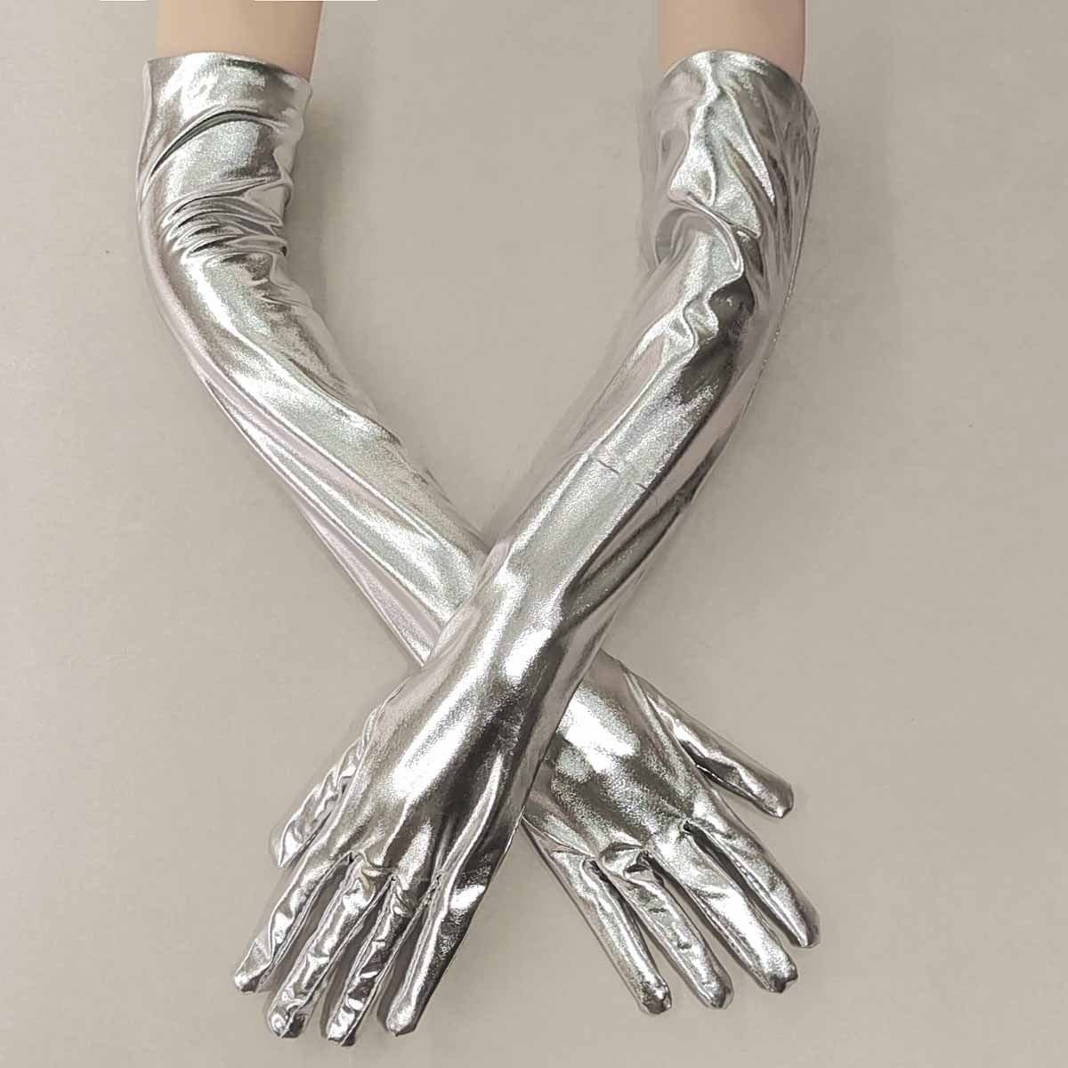 Leather long gloves