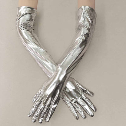 Leather long gloves