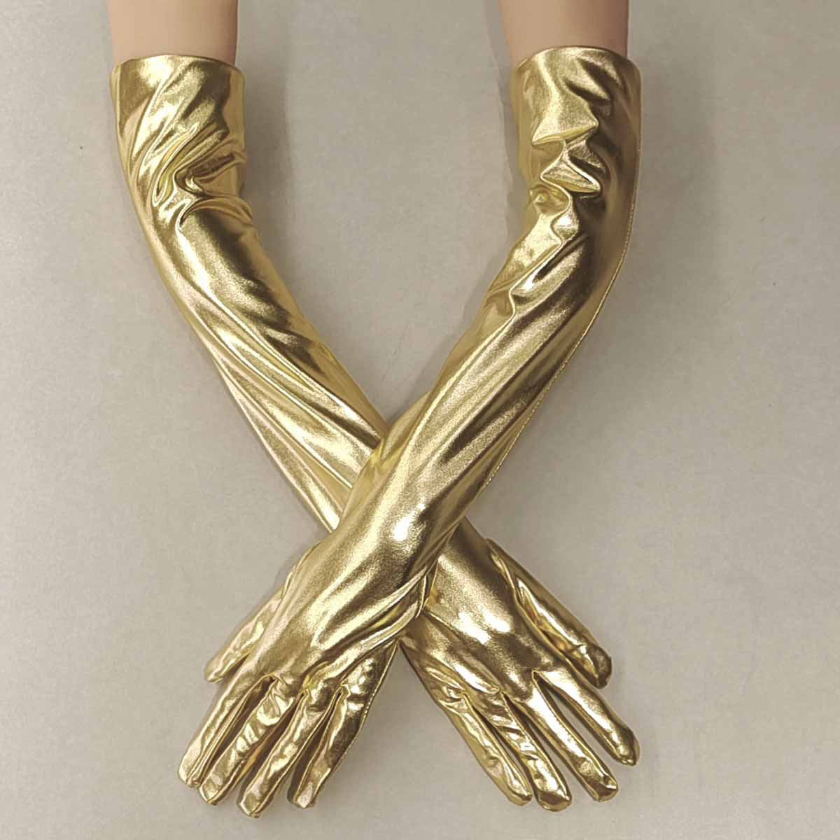 Leather long gloves