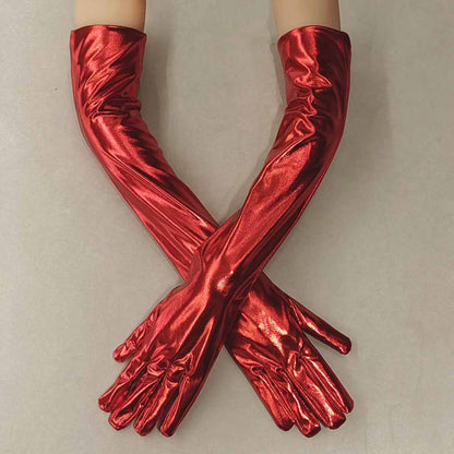 Leather long gloves