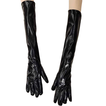 Leather long gloves