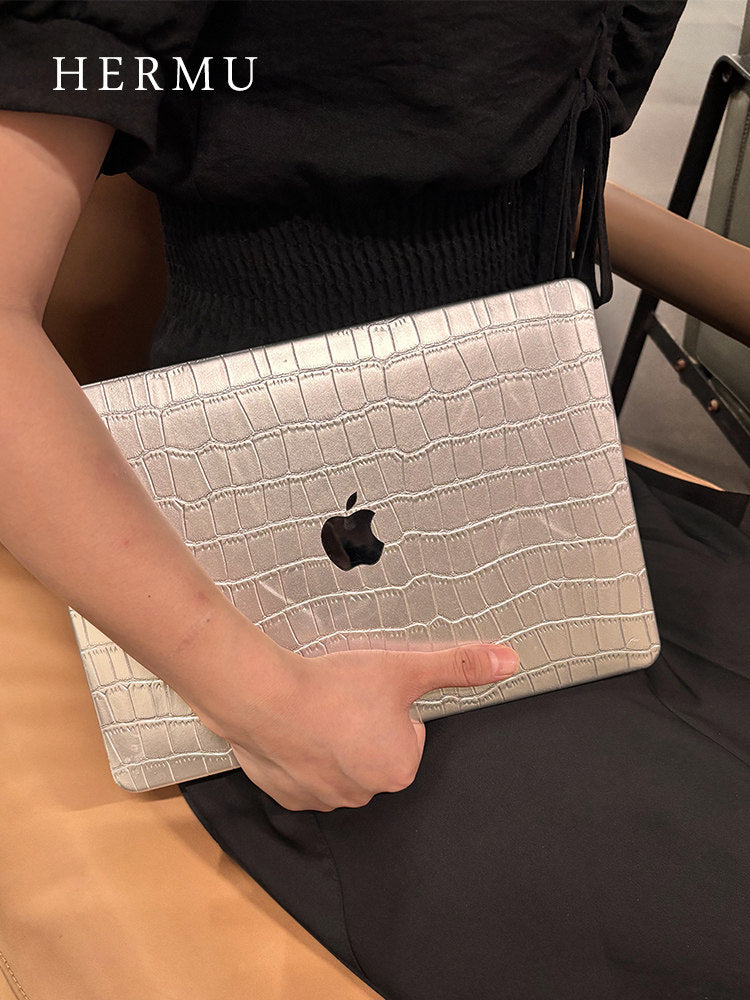 Leather MacBook Protective Case with Crocodile Pattern