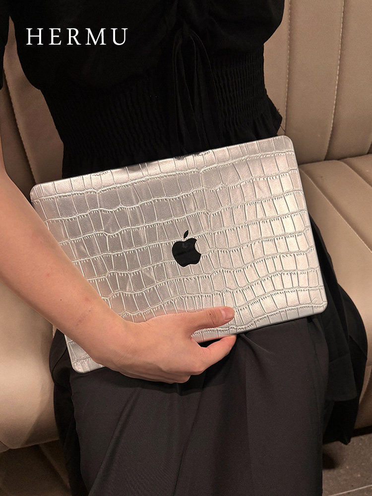 Leather MacBook Protective Case with Crocodile Pattern