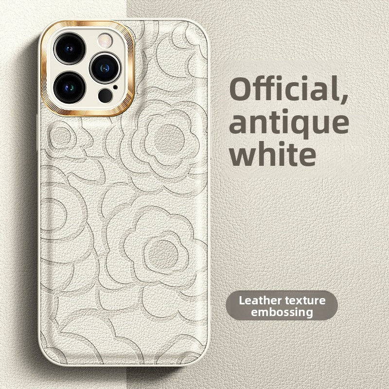 Leather Pattern iPhone Case with Metal Lens Protection