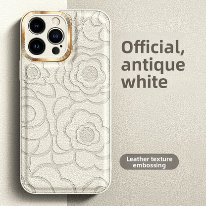 Leather Pattern iPhone Case with Metal Lens Protection
