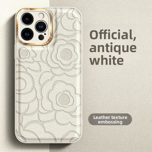 Leather Pattern iPhone Case with Metal Lens Protection