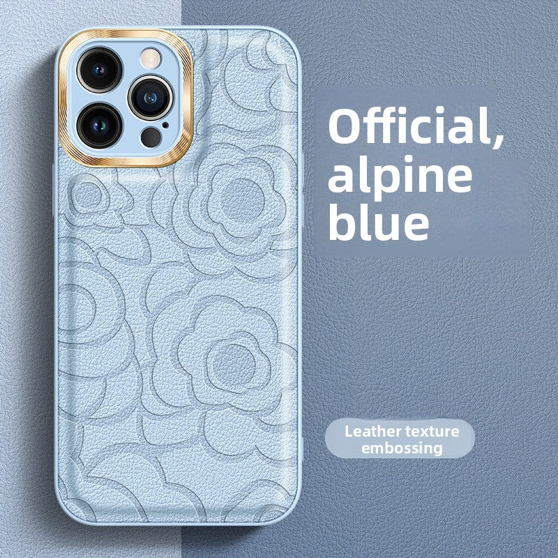 Leather Pattern iPhone Case with Metal Lens Protection