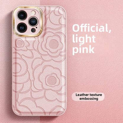 Leather Pattern iPhone Case with Metal Lens Protection