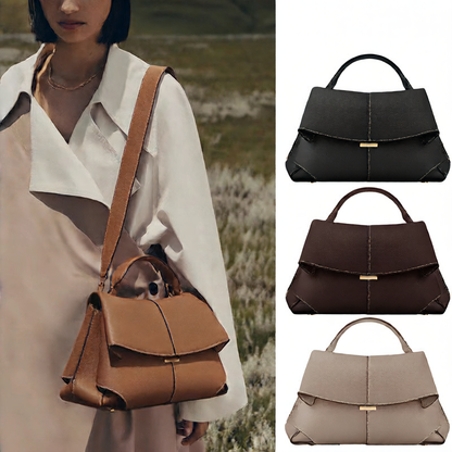 Leather pleated shoulder bag