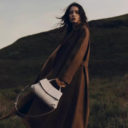 Leather pleated shoulder bag