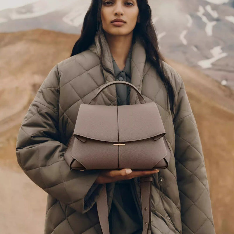Leather pleated shoulder bag