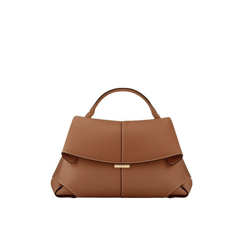 Leather pleated shoulder bag