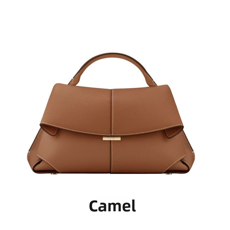 Leather pleated shoulder bag