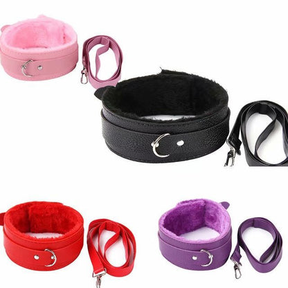 Leather Plush Sexy Collar for Adults