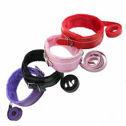 Leather Plush Sexy Collar for Adults