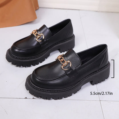 Leather Shoes Thick Sole Slip-On