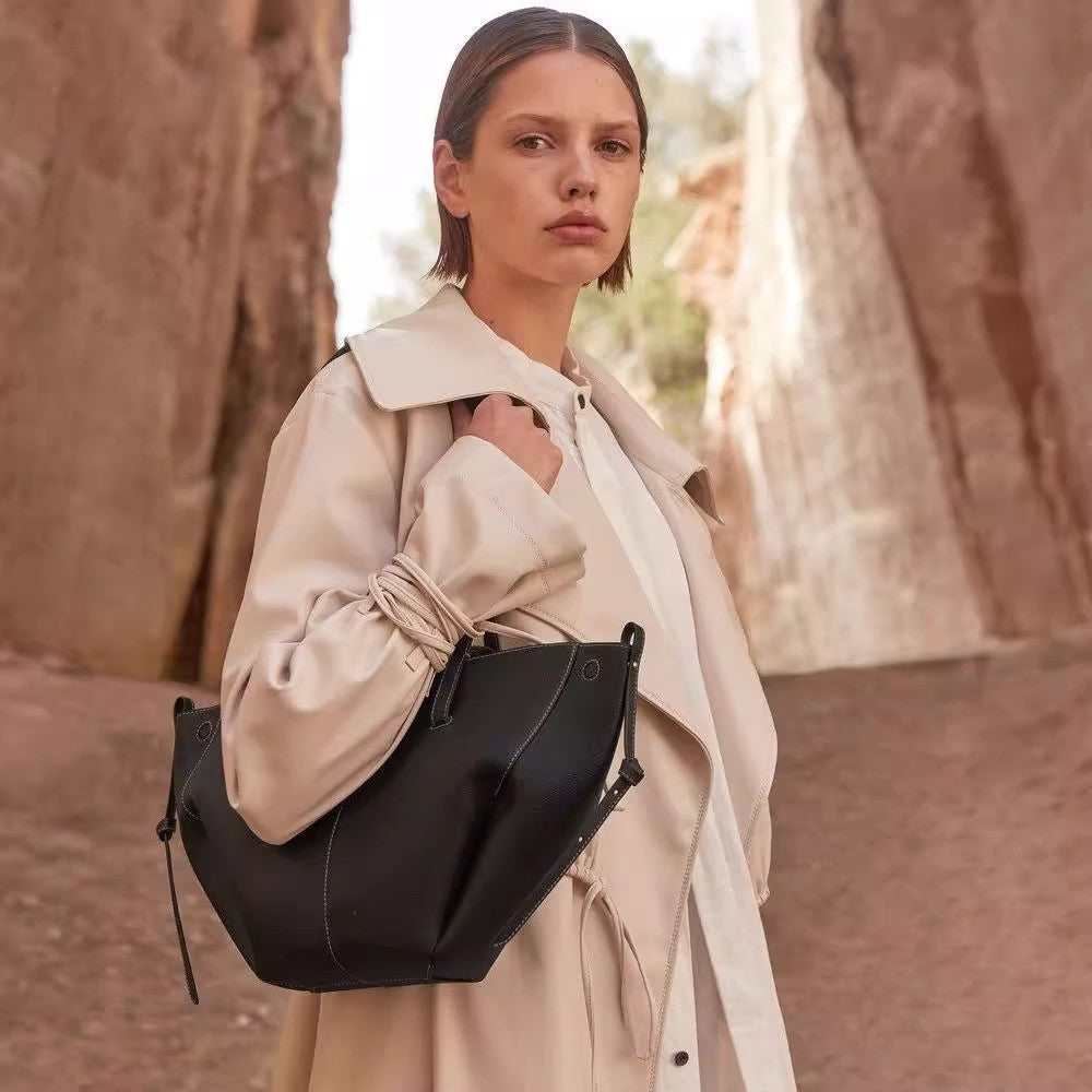 Leather Single-Shoulder Tote Bag for Women