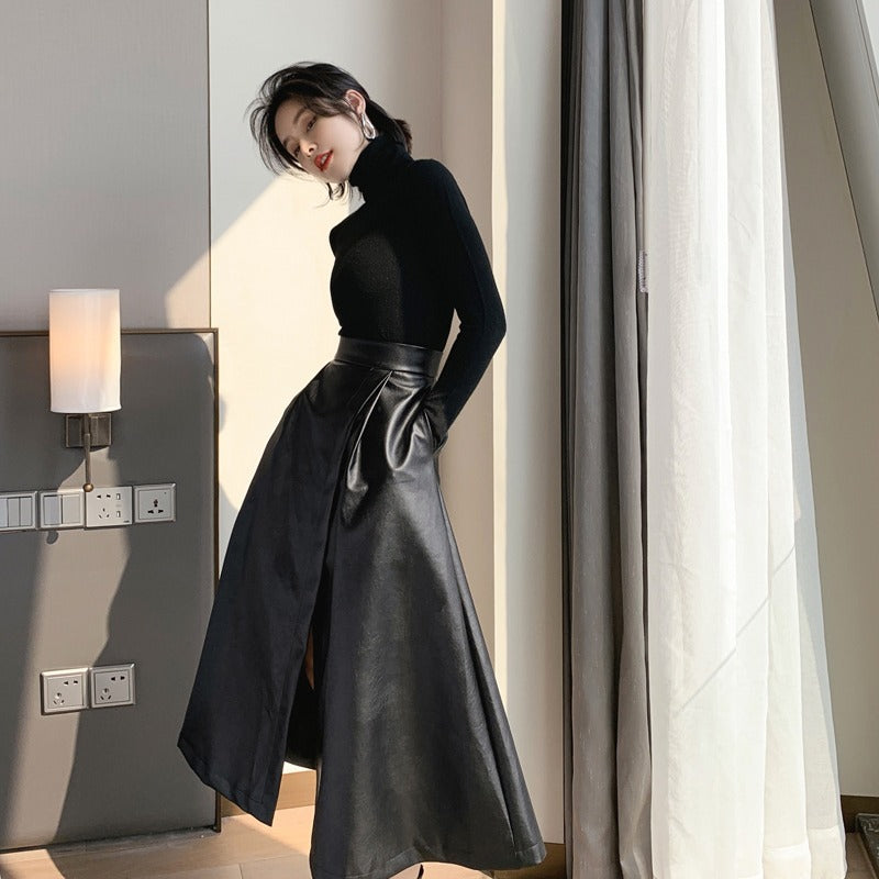leather skirt
