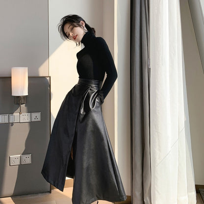 leather skirt