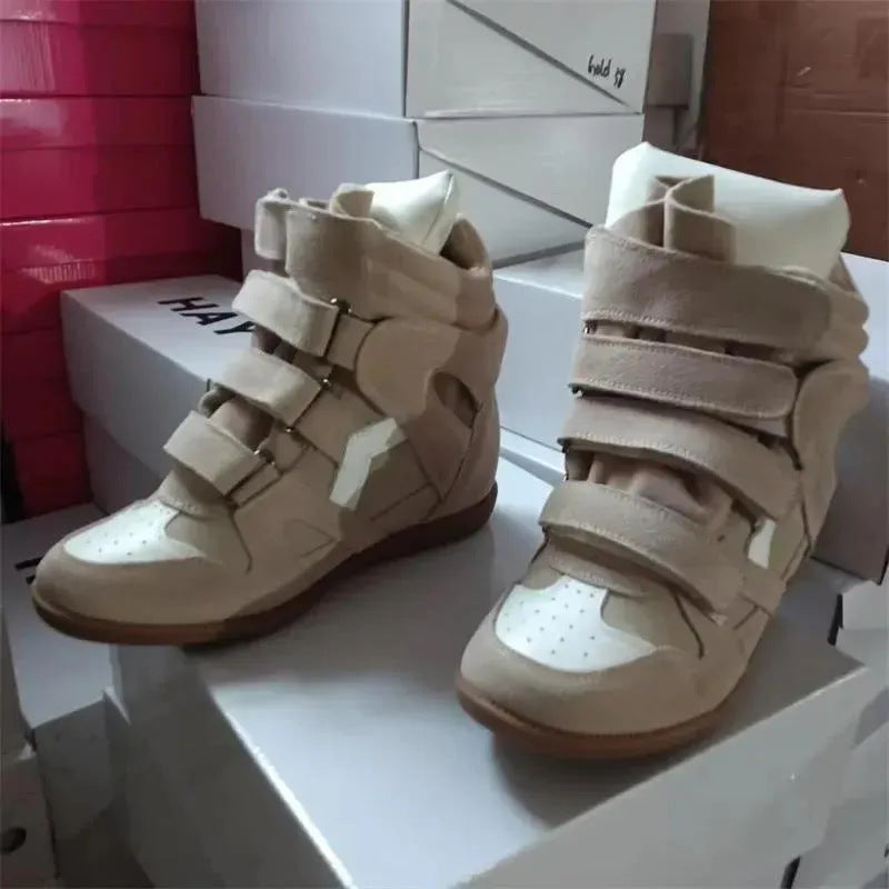 Leather soft-soled sports shoes for men and women height-increasing shoes