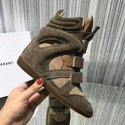 Leather soft-soled sports shoes for men and women height-increasing shoes