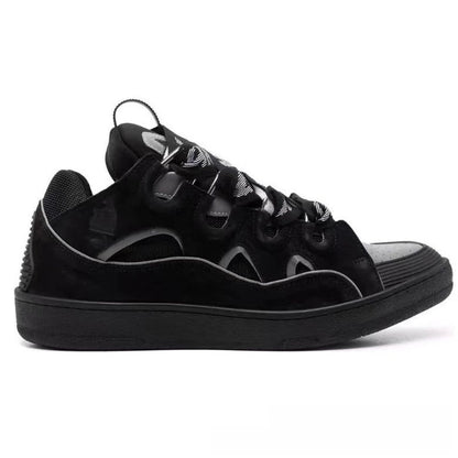 Leather spliced lace-up sports and casual shoes