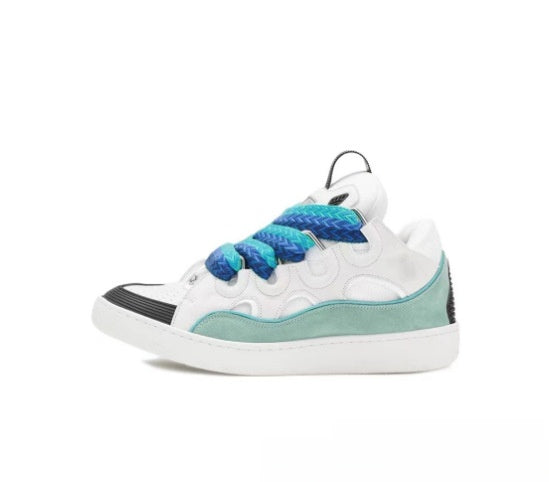 Leather spliced lace-up sports and casual shoes