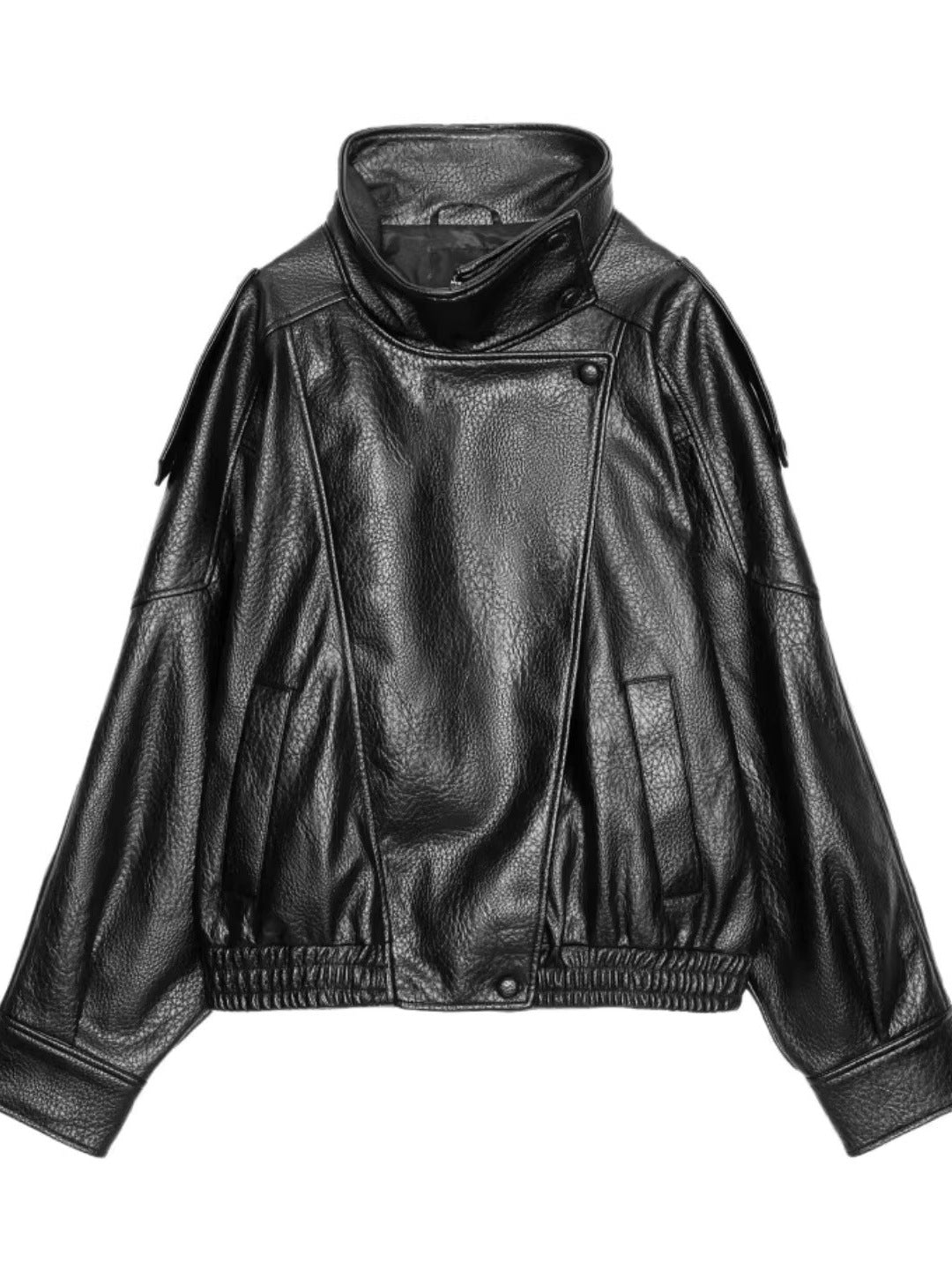 Leather Stand Collar Jacket