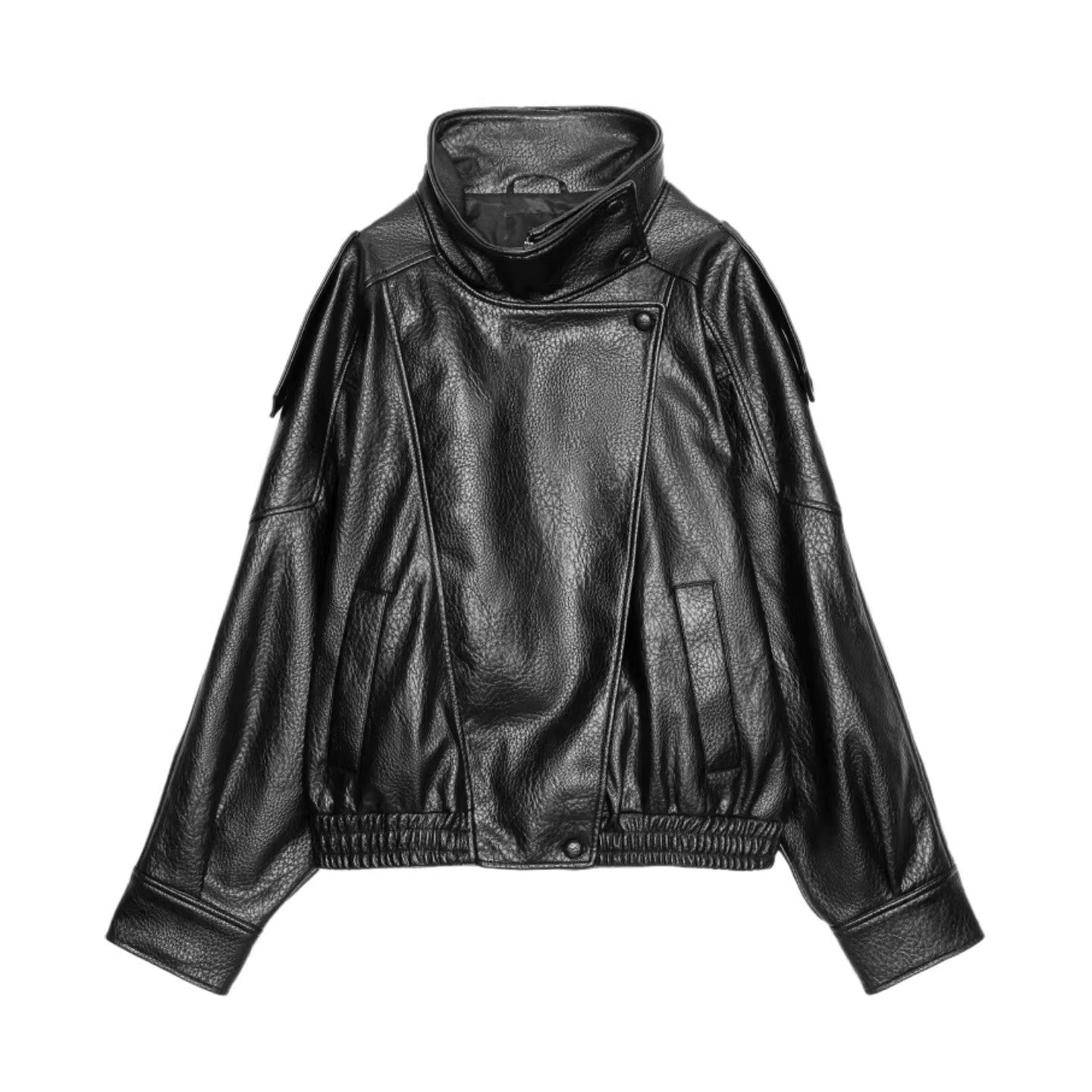 Leather Stand Collar Jacket