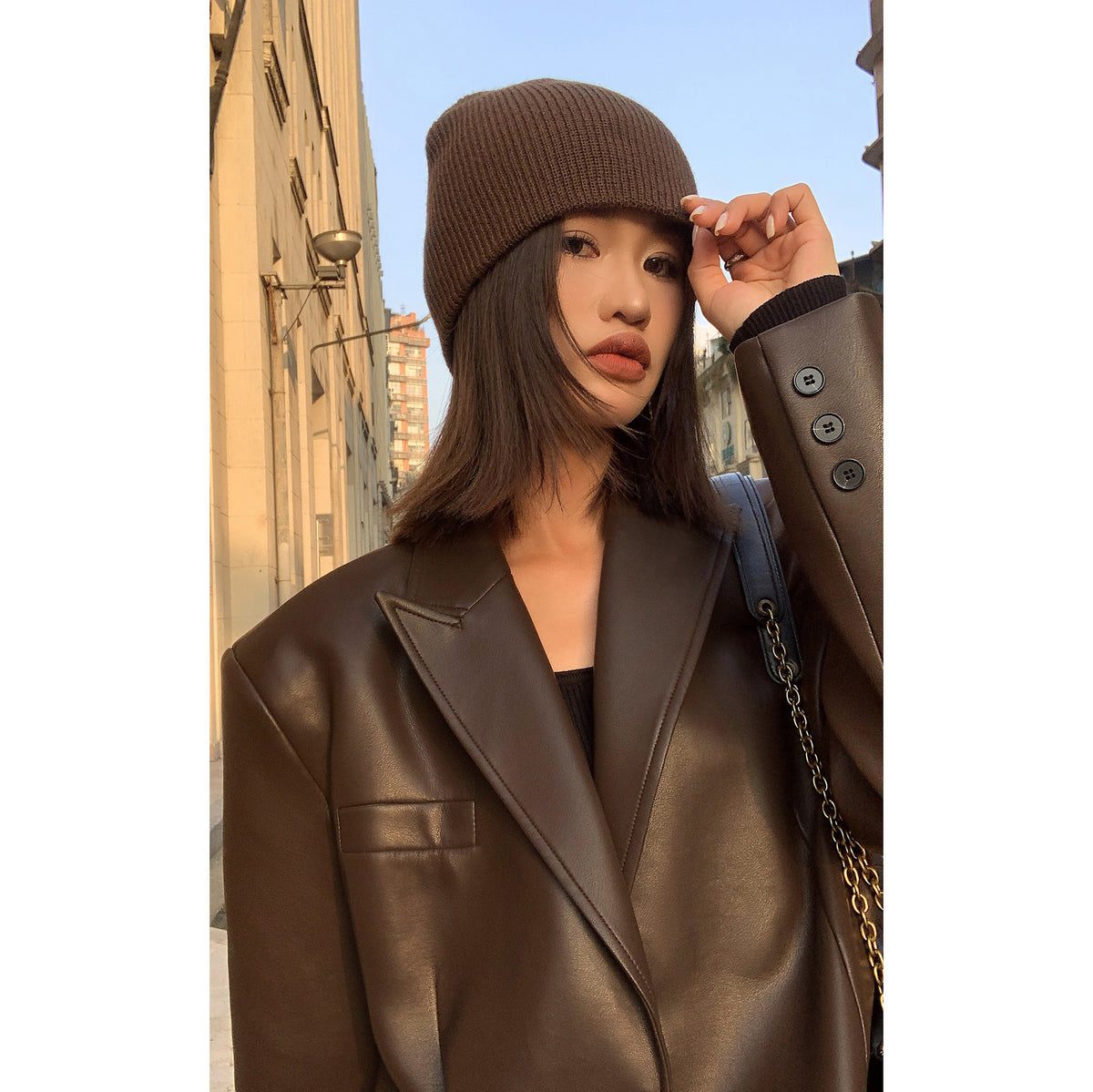 Leather suit jacket