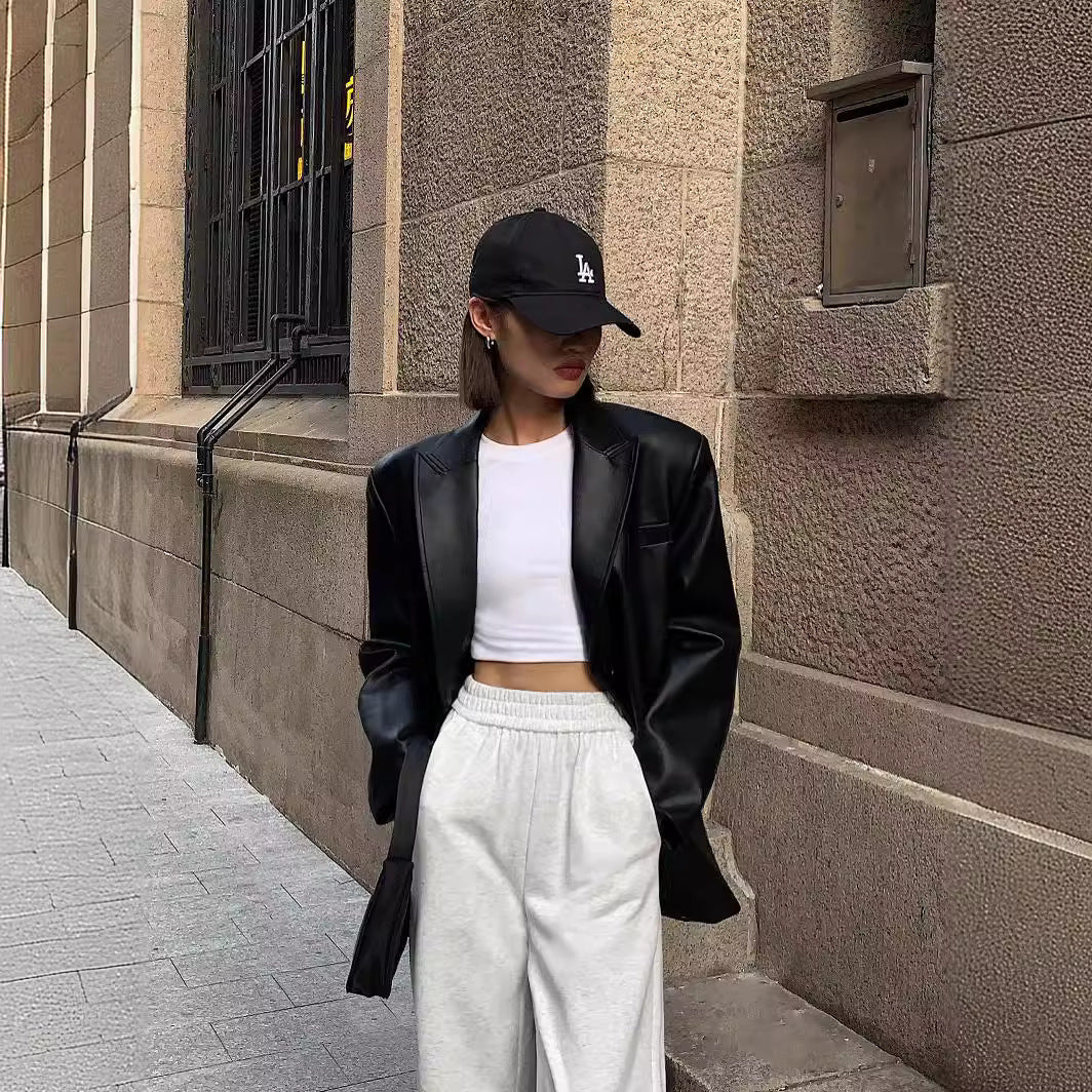 Leather suit jacket