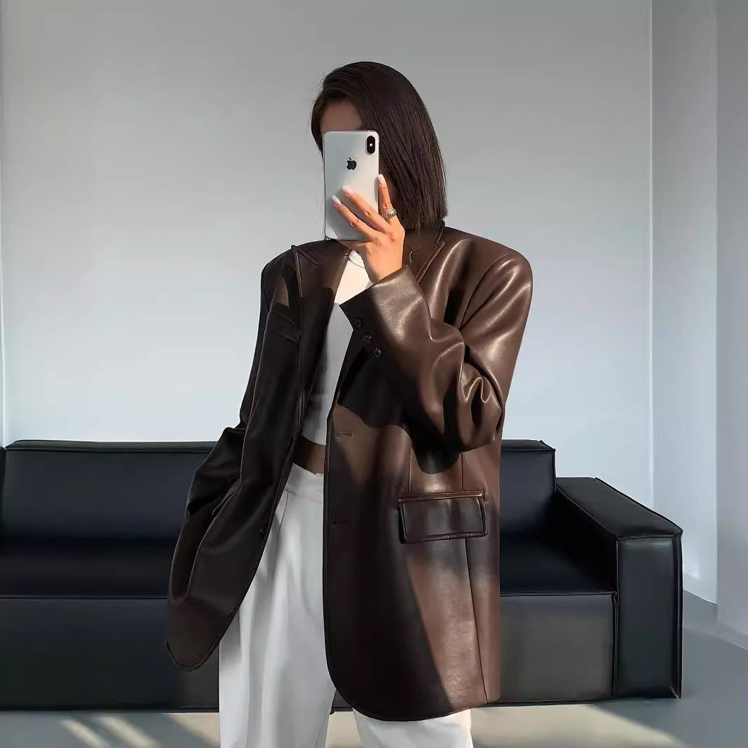 Leather suit jacket