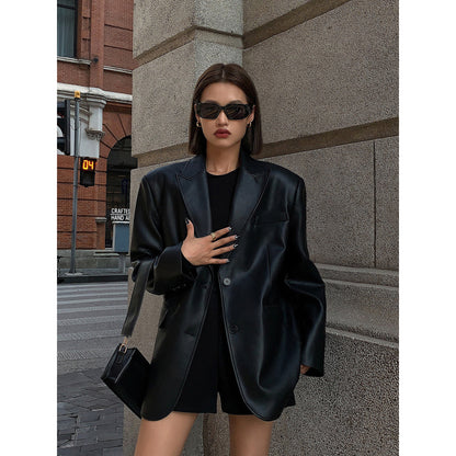 Leather suit jacket