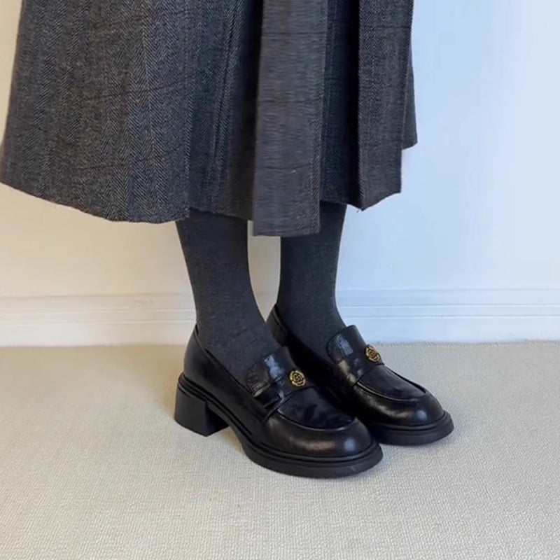 Leather thick-soled loafers