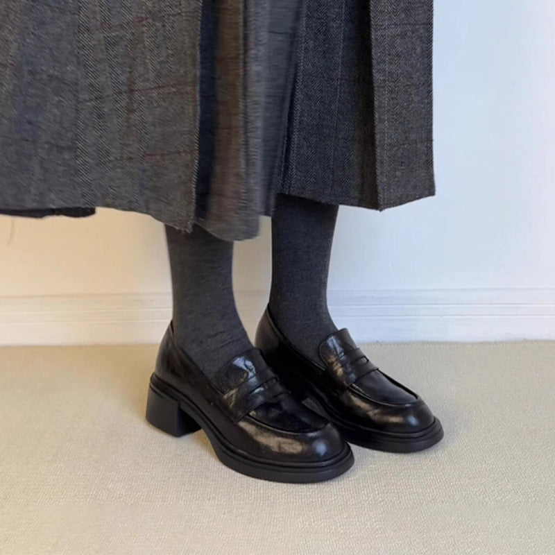 Leather thick-soled loafers