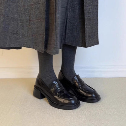 Leather thick-soled loafers