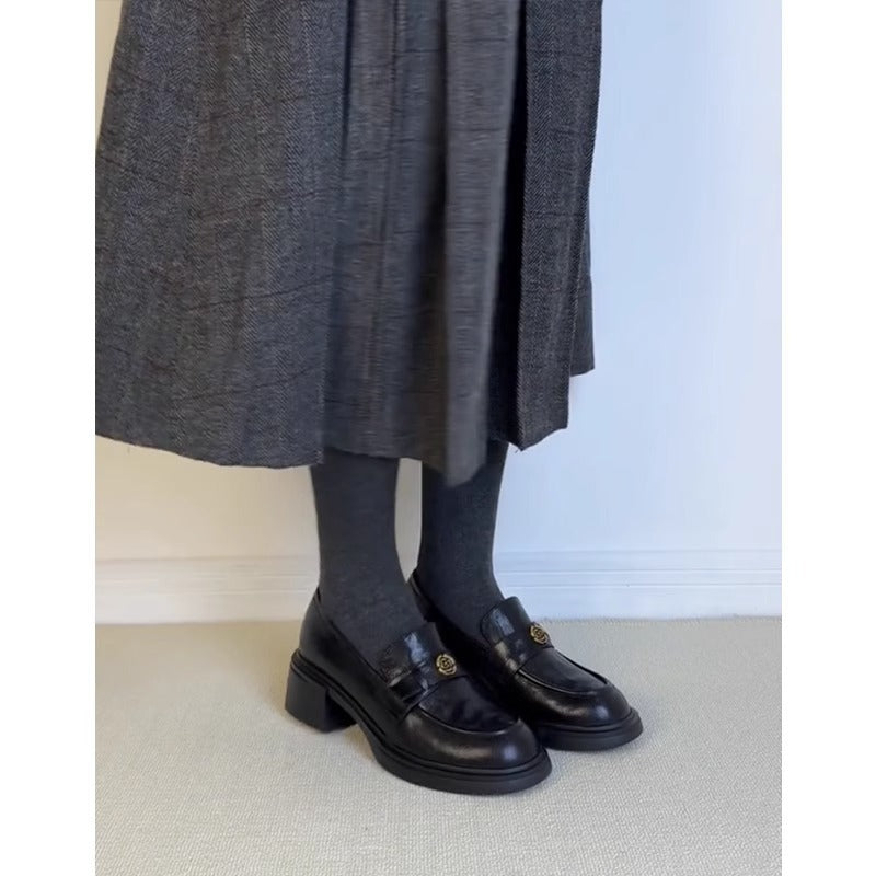 Leather thick-soled loafers