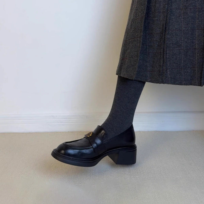 Leather thick-soled loafers