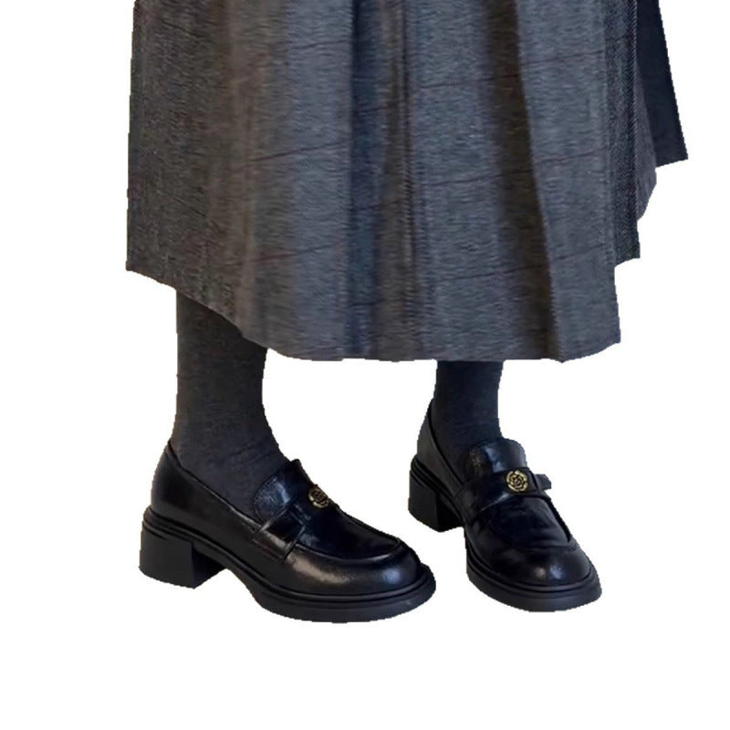 Leather thick-soled loafers