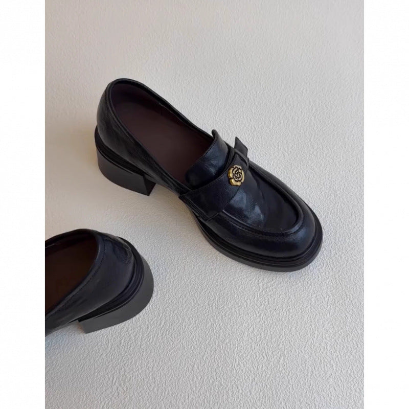 Leather thick-soled loafers