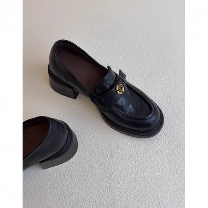 Leather thick-soled loafers
