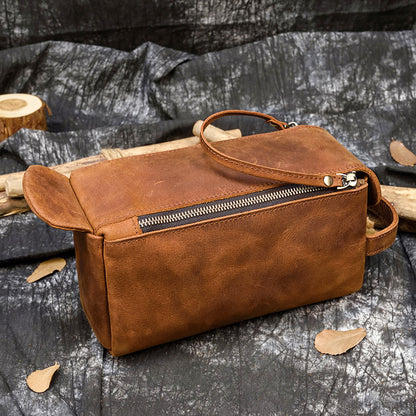 Leather toiletry bag