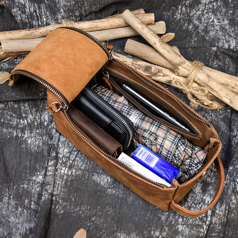 Leather toiletry bag