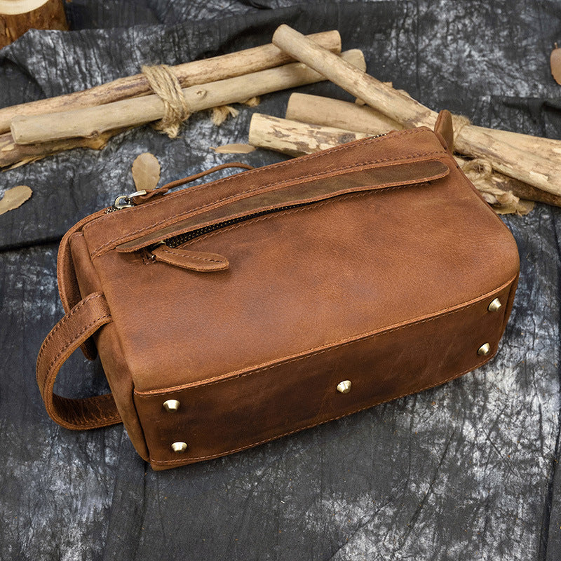 Leather toiletry bag