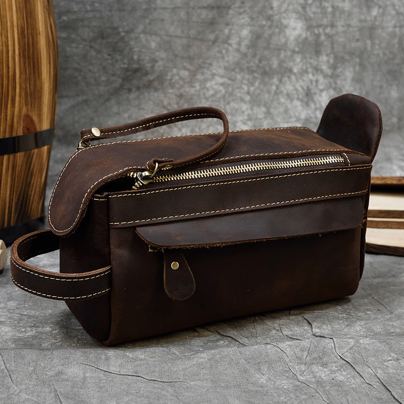Leather toiletry bag