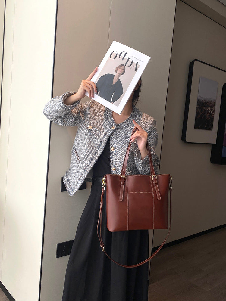 Leather Tote Bag with Adjustable Strap